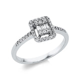 Ring 18 kt WG, 3 Bag. 0,05 ct, TW-si, 2 Princ. 0,03 ct, TW-si, 36 Brill. 0,17 ct, TW-si