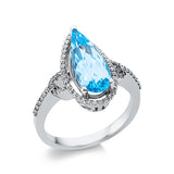 Ring 18 kt WG, 60 Brill. 0,26 ct, TW-vsi, 1 Blautopas 2,86 ct blau