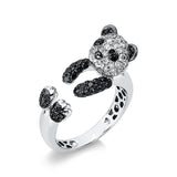 Ring 18 kt WG, Fassung teils schwarz rhodinie, 41 Brill. 0,41 ct, TW-vsi, 48 Brill. 0,44 ct, schwarz