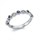 Ring 18 kt WG, 4 Brill. 0,18 ct, TTLB-si, 5 Saphire 0,21 ct blau