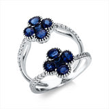 Ring 18 kt WG, 32 Brill. 0,22 ct, TW-si, 8 Saphire 1,42 ct blau, 2 Saphire 0,54 ct blau