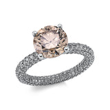 Ring 18 kt WG, GIA2215427118, 322 Brill. 2,40 ct, TW-si, 1 Brill. 2,83 ct, braun