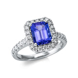 Ring 18 kt WG, 32 Brill. 0,59 ct, TW-si, 1 Tansanit 2,55 ct blau