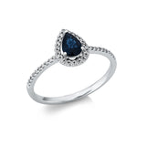 Ring 18 kt WG, 40 Brill. 0,14 ct, TW-si, 1 Saphir 0,50 ct blau