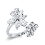 Ring 18 kt WG, 5 Tropfen 0,93 ct, TW-si, 6 Nav. 1,17 ct, TW-si, 5 Nav. 0,32 ct, TW-si