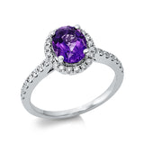 Ring 18 kt WG, 34 Brill. 0,34 ct, TW-pi, 1 Amethyst 1,16 ct lila