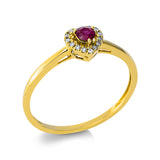 Ring 18 kt GG, 15 Brill. 0,05 ct, TW-si, 1 Rubin 0,14 ct rot