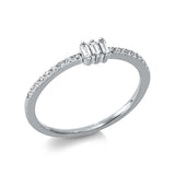 Ring 18 kt WG, 3 Bag. 0,08 ct, TW-si, 18 Brill. 0,10 ct, TW-si