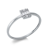 Ring 18 kt WG, 5 Bag. 0,08 ct, TW-si, 4 Brill. 0,02 ct, TW/W-si