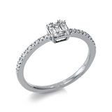 Ring 18 kt WG, 5 Bag. 0,10 ct, TW-si, 26 Brill. 0,15 ct, TW-si