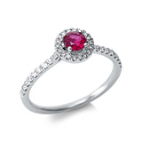 Ring 18 kt WG, 36 Brill. 0,20 ct, TW-si, 1 Rubin 0,36 ct rot