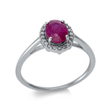 Ring 18 kt WG, 20 Brill. 0,10 ct, TW-si, 1 Rubin 0,91 ct rot