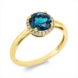 Ring 18 kt GG, 22 Brill. 0,10 ct, TW-si, 1 Topas 1,70 ct Lond. blue