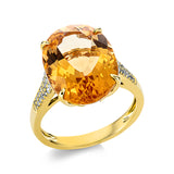 Ring 18 kt GG, 34 Brill. 0,17 ct, TW-si, 1 Citrin 8,30 ct gelb