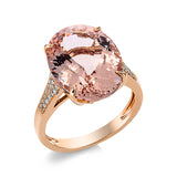 Ring 18 kt RG, 34 Brill. 0,17 ct, TW-si, 1 Morganit 9,60 ct pink