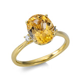 Ring 18 kt GG, 2 Brill. 0,04 ct, TW-si, 1 Citrin 2,62 ct gelb