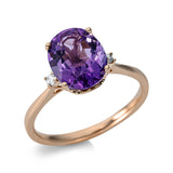 Ring 18 kt RG, 2 Brill. 0,04 ct, TW-si, 1 Amethyst 2,54 ct lila