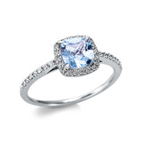 Ring 18 kt WG, 34 Brill. 0,18 ct, TW-si, 1 Topas 0,92 ct sky blue