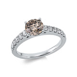 Ring 18 kt WG, GIA6224193868, 12 Brill. 0,43 ct, TW-vsi/si, 1 Brill. 1,01 ct, braun