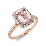 Ring 18 kt RG, 18 Brill. 0,16 ct, TW-si, 32 Brill. 0,20 ct, TW-si, 1 Morganit 1,92 ct pink