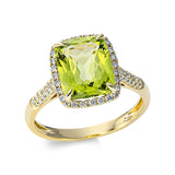 Ring 18 kt GG, 66 Brill. 0,27 ct, TW-si, 1 Peridot 3,30 ct