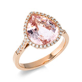 Ring 18 kt RG, 43 Brill. 0,17 ct, TW-si, 1 Morganit 3,80 ct rosa