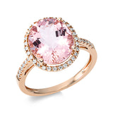 Ring 18 kt RG, 42 Brill. 0,19 ct, TW-si, 1 Morganit 4,40 ct pink