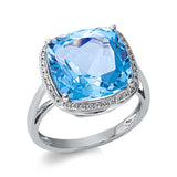 Ring 18 kt WG, 40 Brill. 0,17 ct, TW-si, 1 Topas 10,60 ct sky blue