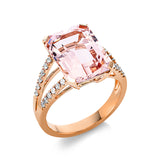 Ring 18 kt RG, 24 Brill. 0,25 ct, TW-si, 1 Morganit 6,50 ct pink