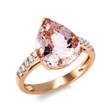 Ring 18 kt RG, 10 Brill. 0,22 ct, TW-si, 1 Morganit 4,50 ct pink