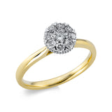 Ring 18 kt GG+WG, 1 Brill. 0,23 ct, TW-si, 8 Brill. 0,29 ct, TW-si