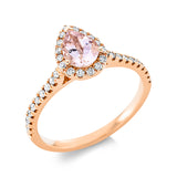 Ring 18 kt RG, 36 Brill. 0,26 ct, TW-si, 1 Morganit 0,65 ct pink