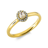 Ring 18 kt GG, 14 Brill. 0,06 ct, TW-si, 1 Oval 0,23 ct, gelb