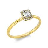 Ring 18 kt GG, 3 Bag. 0,06 ct, TW-vsi, 24 Brill. 0,07 ct, TW-si