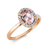 Ring 18 kt RG, 18 Brill. 0,20 ct, TW-si, 1 Morganit 0,65 ct rosa