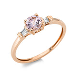 Ring 18 kt RG, 4 Bag. 0,04 ct, TW-si, 1 Morganit 0,41 ct rosa