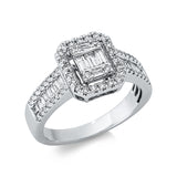 Ring 18 kt WG, 8 Brill. 0,06 ct, TW-si, 18 Brill. 0,18 ct, TW-si, 18 Bag. 0,18 ct, TW-si, 3 Bag. 0,18 ct, TW-si, 32 Brill. 0,15 ct, TW-si