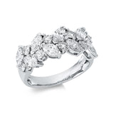 Ring 18 kt WG, 8 Nav. 1,60 ct, TW-si, 8 Brill. 0,57 ct, TW-si