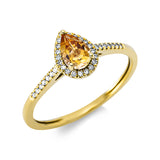 Ring 18 kt GG, 20 Dia. 0,05 ct, TW-si, 14 Dia. 0,04 ct, TW-si, 1 Citrin 0,45 ct gelb