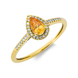 Ring 18 kt GG, 20 Dia. 0,05 ct, TW-si, 14 Dia. 0,04 ct, TW-si, 1 Citrin 0,37 ct