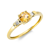 Ring 18 kt GG, 4 Bag. 0,04 ct, TW-si, 1 Citrin 0,44 ct gelb