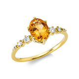 Ring 18 kt GG, 2 Brill. 0,04 ct, TW-si, 2 Brill. 0,07 ct, TW-si, 4 Dia. 0,01 ct, TW-si, 1 Citrin 1,15 ct gelb