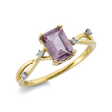 Ring 18 kt GG, 4 Brill. 0,03 ct, TW-si, 1 Granat 0,90 ct rosa