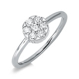 Ring 18 kt WG, 1 Brill. 0,10 ct, TW-si, 6 Brill. 0,26 ct, TW-si