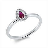 Ring 18 kt WG, 13 Brill. 0,08 ct, TW-si, 1 Rubin 0,23 ct rot