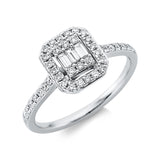 Ring 18 kt WG, 3 Bag. 0,09 ct, TW-si, 40 Brill. 0,31 ct, TW-si