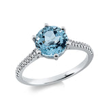 Ring 18 kt WG, 22 Dia. 0,09 ct, TW-si, 1 Aquamarin 2,00 ct blau