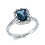 Ring 18 kt WG, 72 Dia. 0,27 ct, TW-si, 1 Topas 1,71 ct Lond. blue