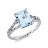 Ring 18 kt WG, 44 Dia. 0,14 ct, TW-si, 1 Aquamarin 2,01 ct blau