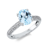 Ring 18 kt WG, 53 Brill. 0,20 ct, TW-si, 1 Topas 2,50 ct sky blue